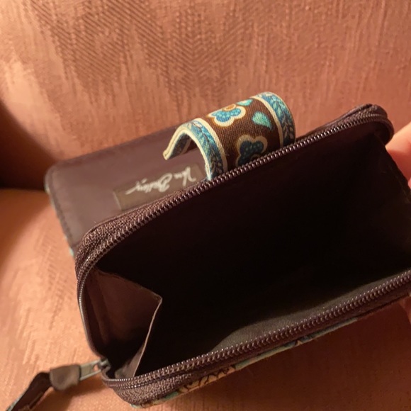 Vera Bradley Retired Java Blue pattern Mini Zip Wallet / Coin Purse. - Picture 3 of 6